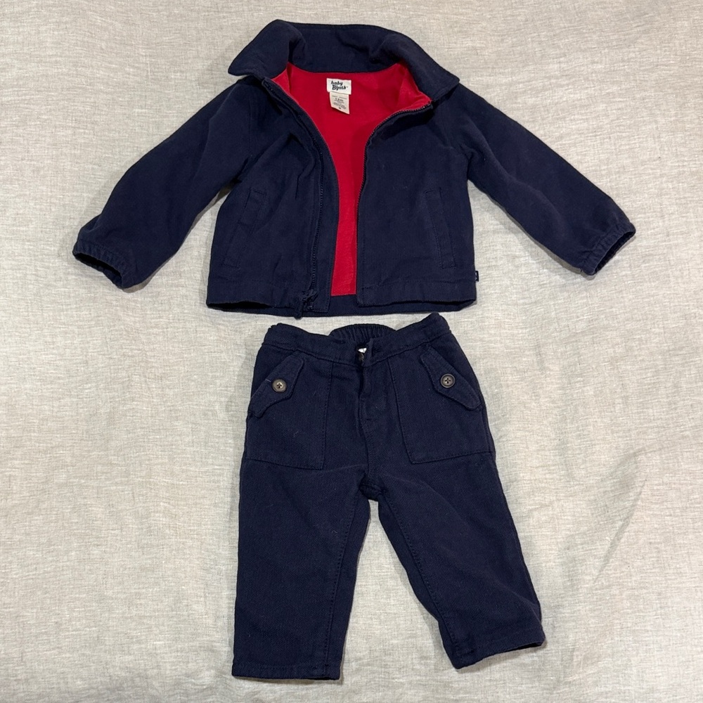 Navy Blue Baby Jacket and Pants Set herringbone baby b’gosh